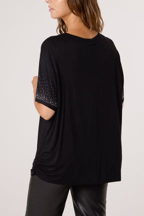Diamante Embellished Round Neck Top