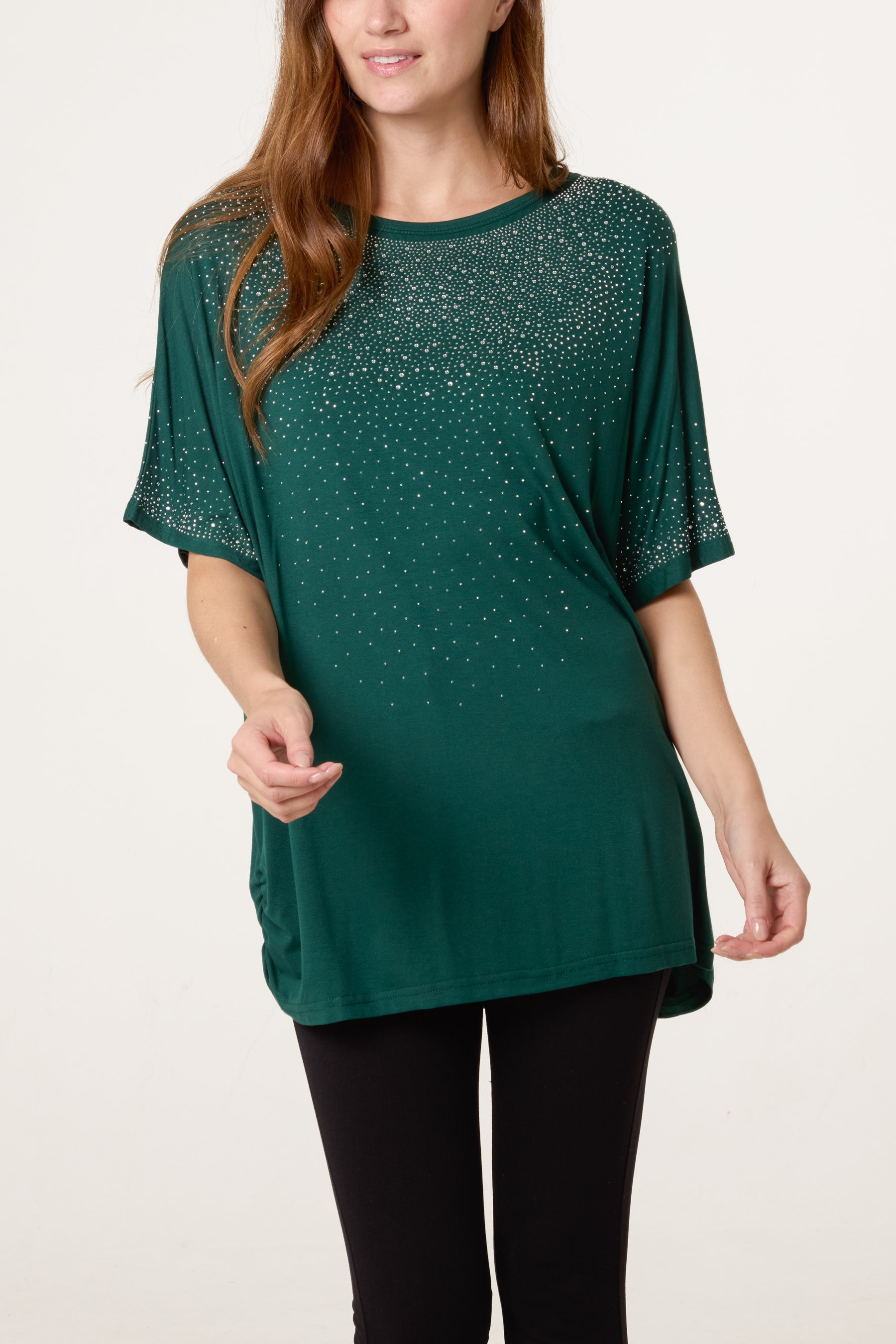 Diamante Embellished Side Cinched Top