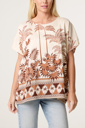Palm Tree Border Print Top
