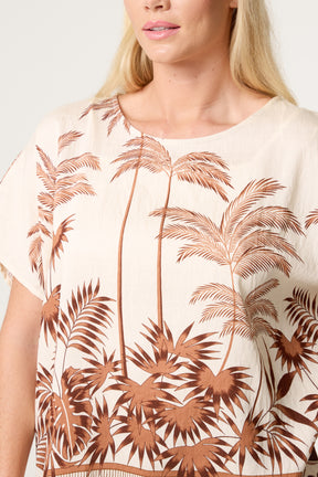 Palm Tree Border Print Top