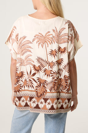 Palm Tree Border Print Top