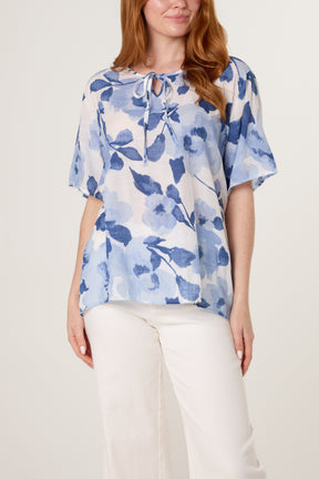 Tie Neck Floral Top