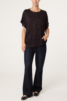 Textured Bubble Printed Short Sleeve Top