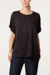 Textured Bubble Printed Short Sleeve Top