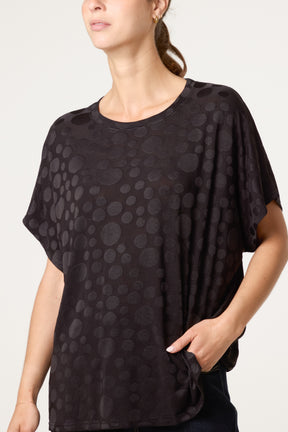Textured Bubble Printed Short Sleeve Top