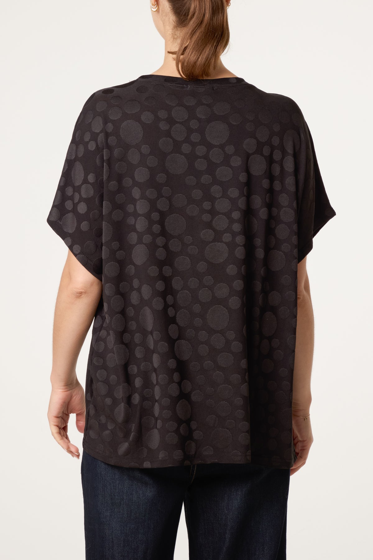 Textured Bubble Printed Short Sleeve Top