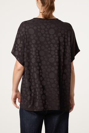 Textured Bubble Printed Short Sleeve Top