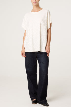Textured Bubble Printed Short Sleeve Top