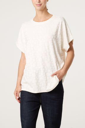 Textured Bubble Printed Short Sleeve Top