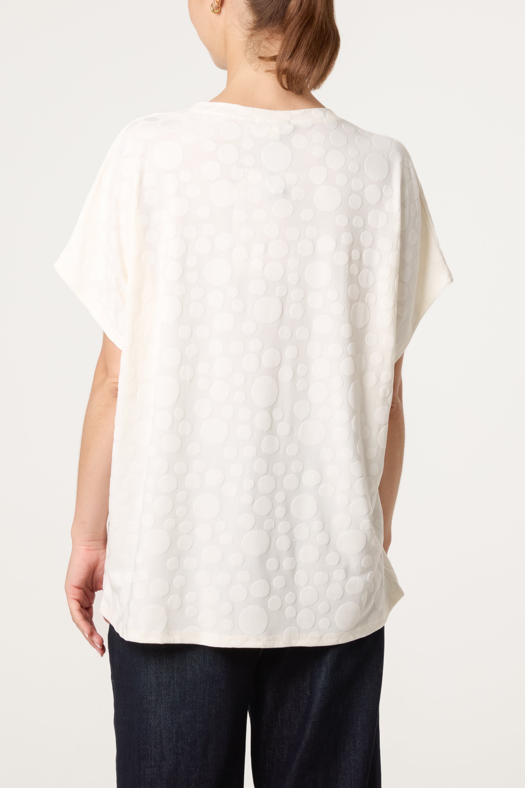 Textured Bubble Printed Short Sleeve Top