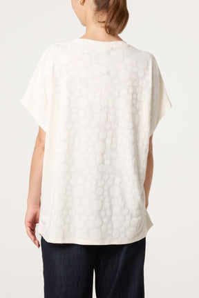 Textured Bubble Printed Short Sleeve Top
