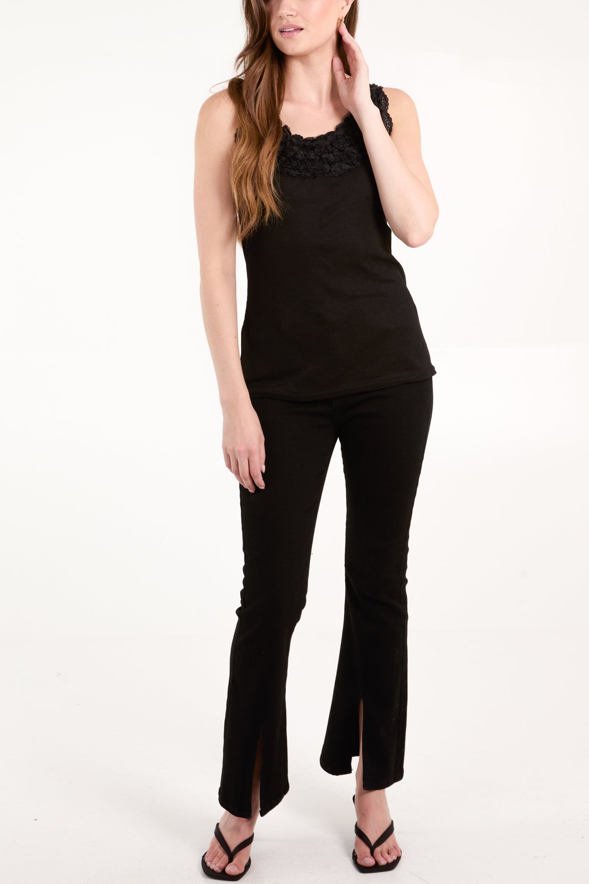 Net Ruffle Flower Neck Vest