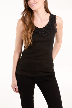 Net Ruffle Flower Neck Vest