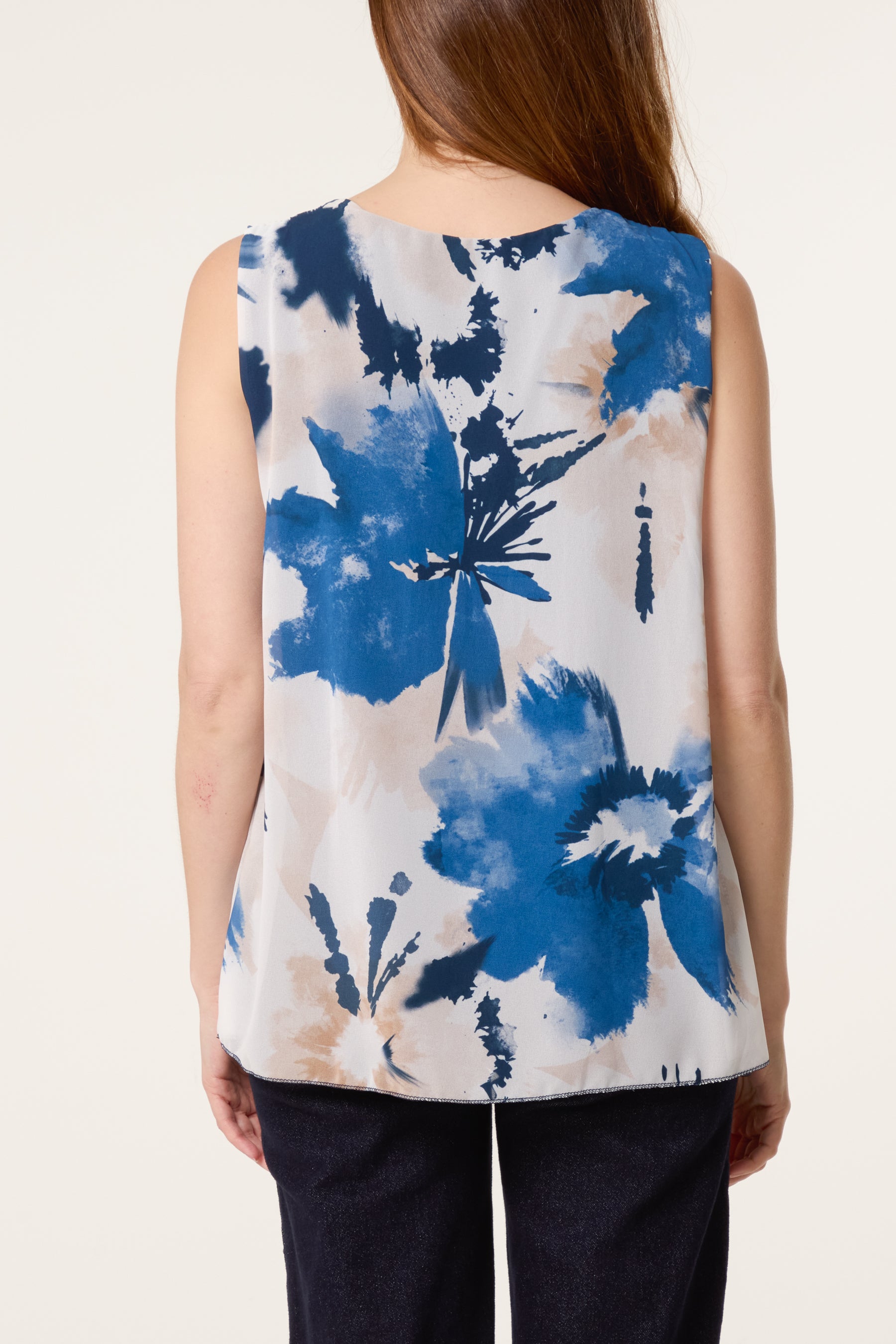 Floral Plisse Sleeveless Blouse