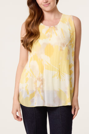 Floral Plisse Sleeveless Blouse