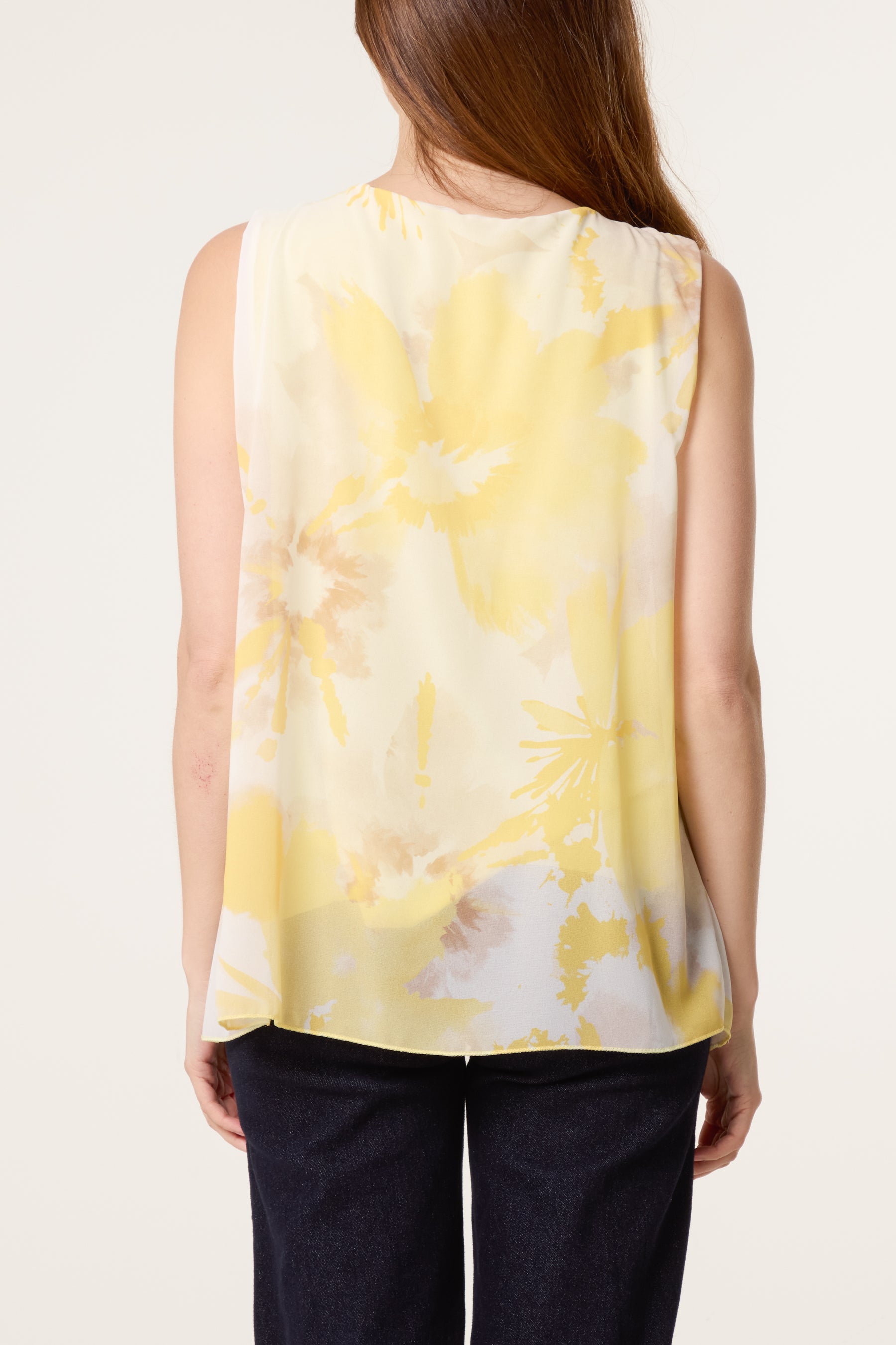 Floral Plisse Sleeveless Blouse