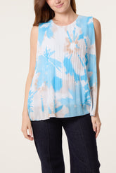 Floral Plisse Sleeveless Blouse