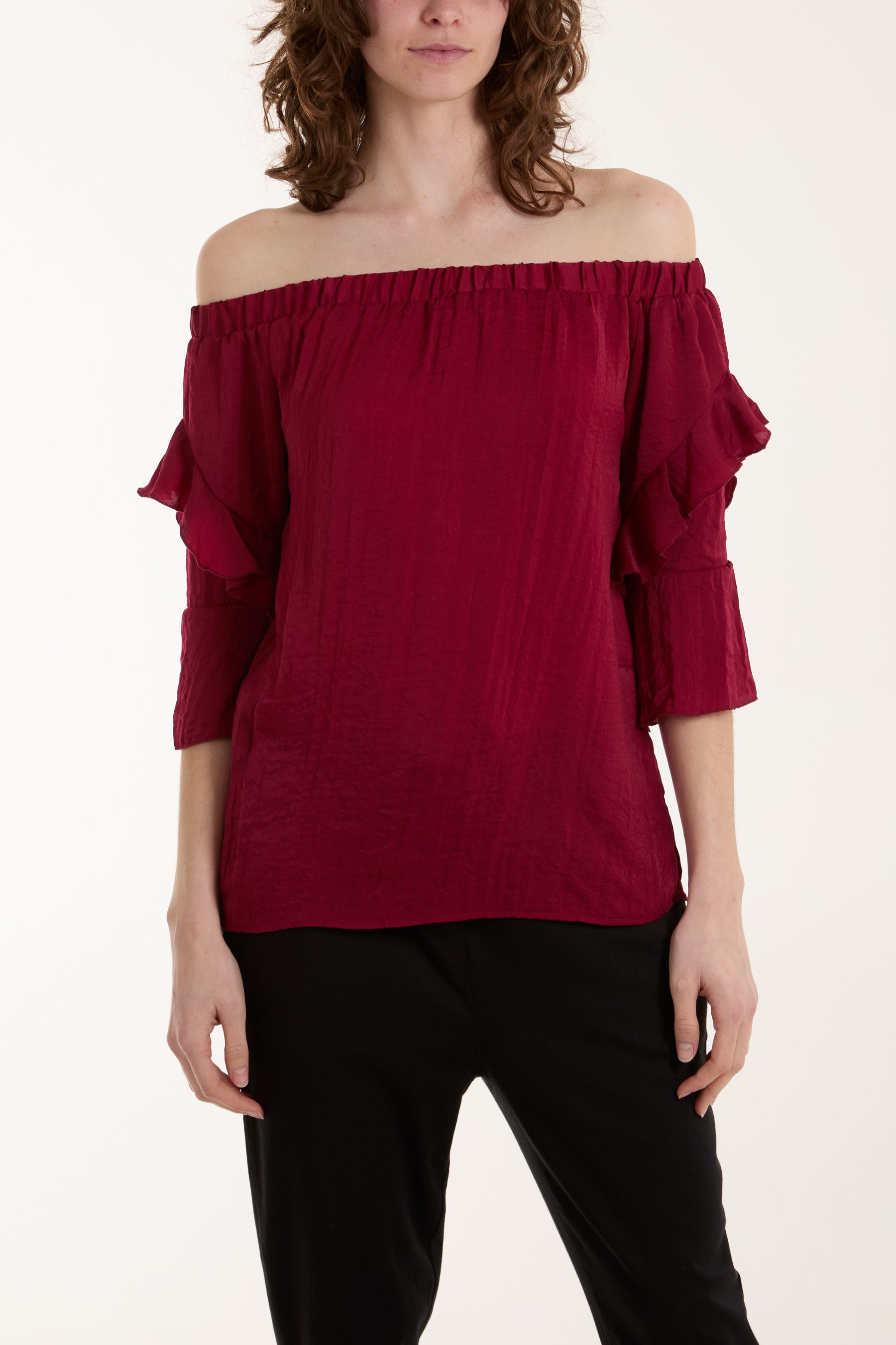 Frill Sleeve Bardot Top