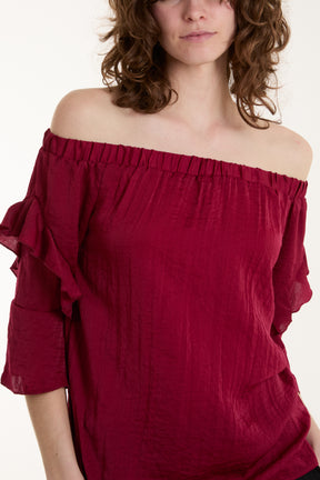 Frill Sleeve Bardot Top