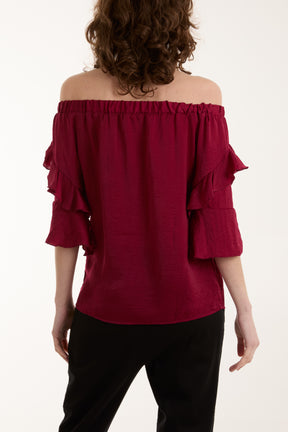 Frill Sleeve Bardot Top