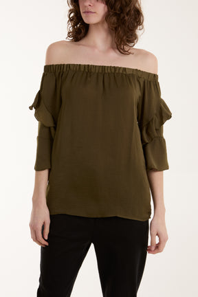 Frill Sleeve Bardot Top