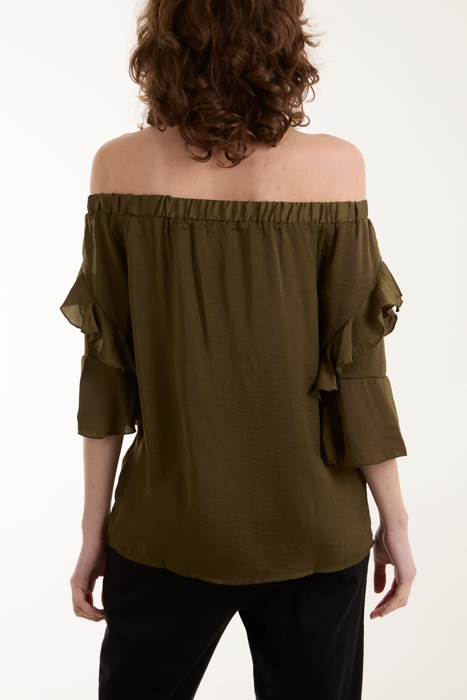 Frill Sleeve Bardot Top