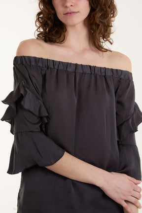 Frill Sleeve Bardot Top