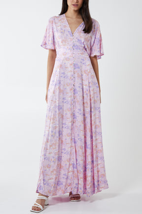 Floral Button Through Maxi Dress