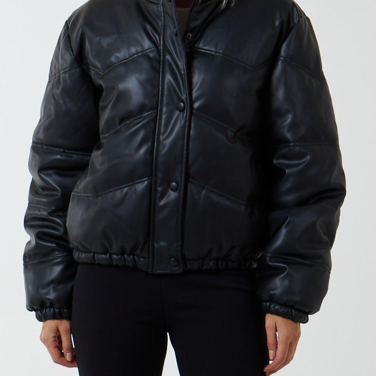 PU Faux Leather Puffer Jacket