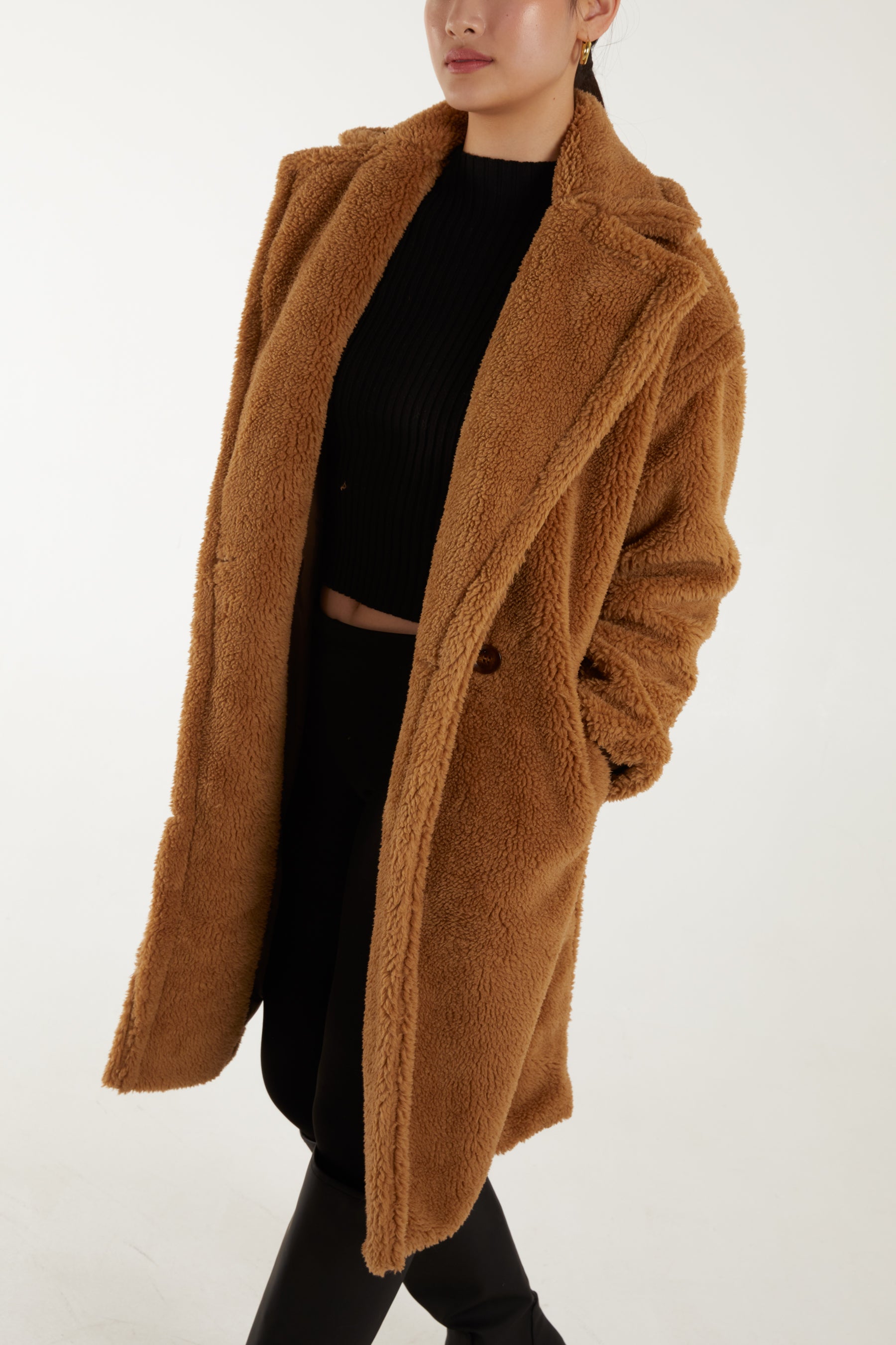 Drop Shoulder Teddy Bear Coat