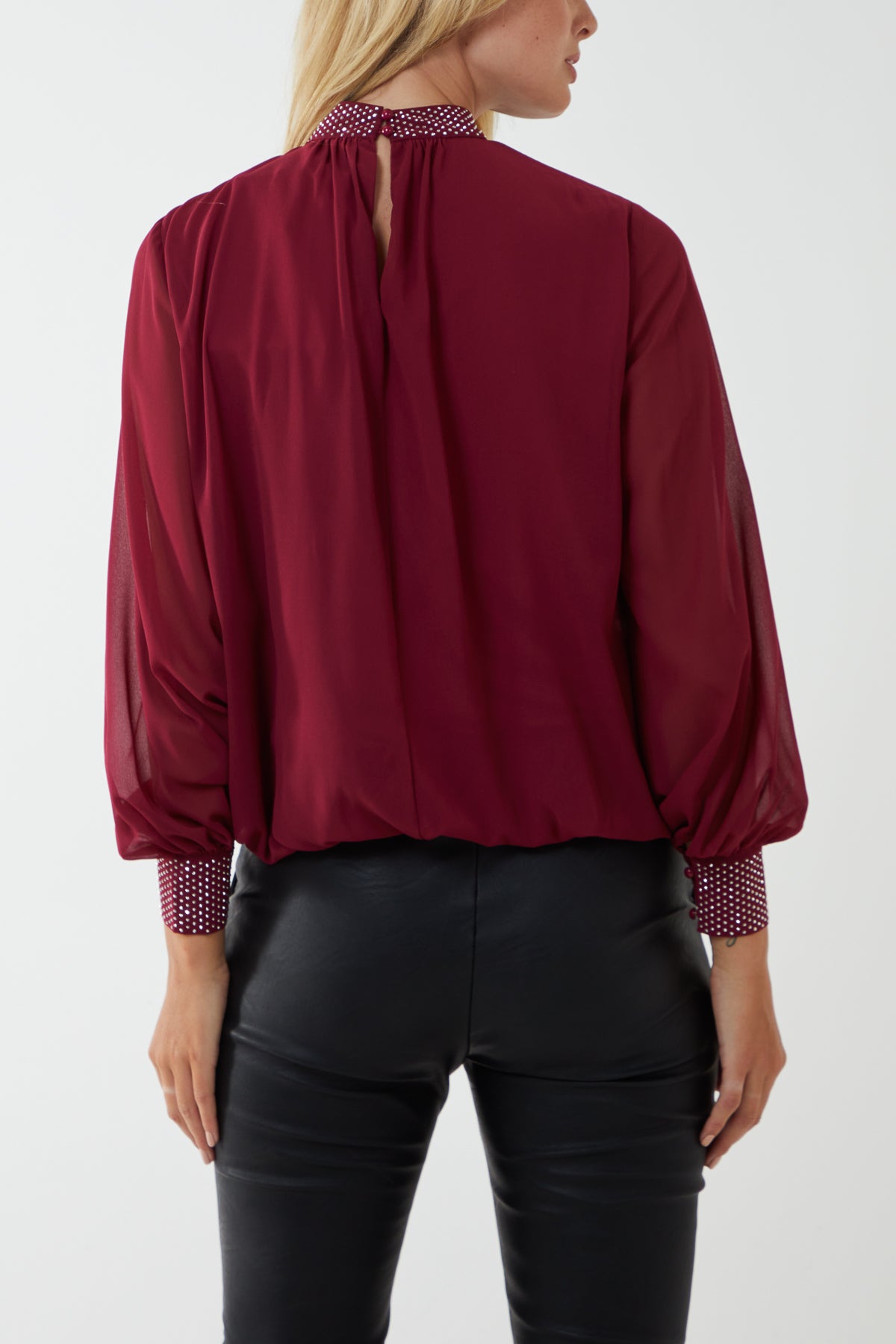 Diamante Collar And Cuff Puffball Top