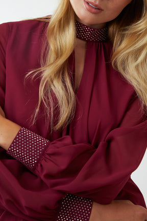 Diamante Collar And Cuff Puffball Top