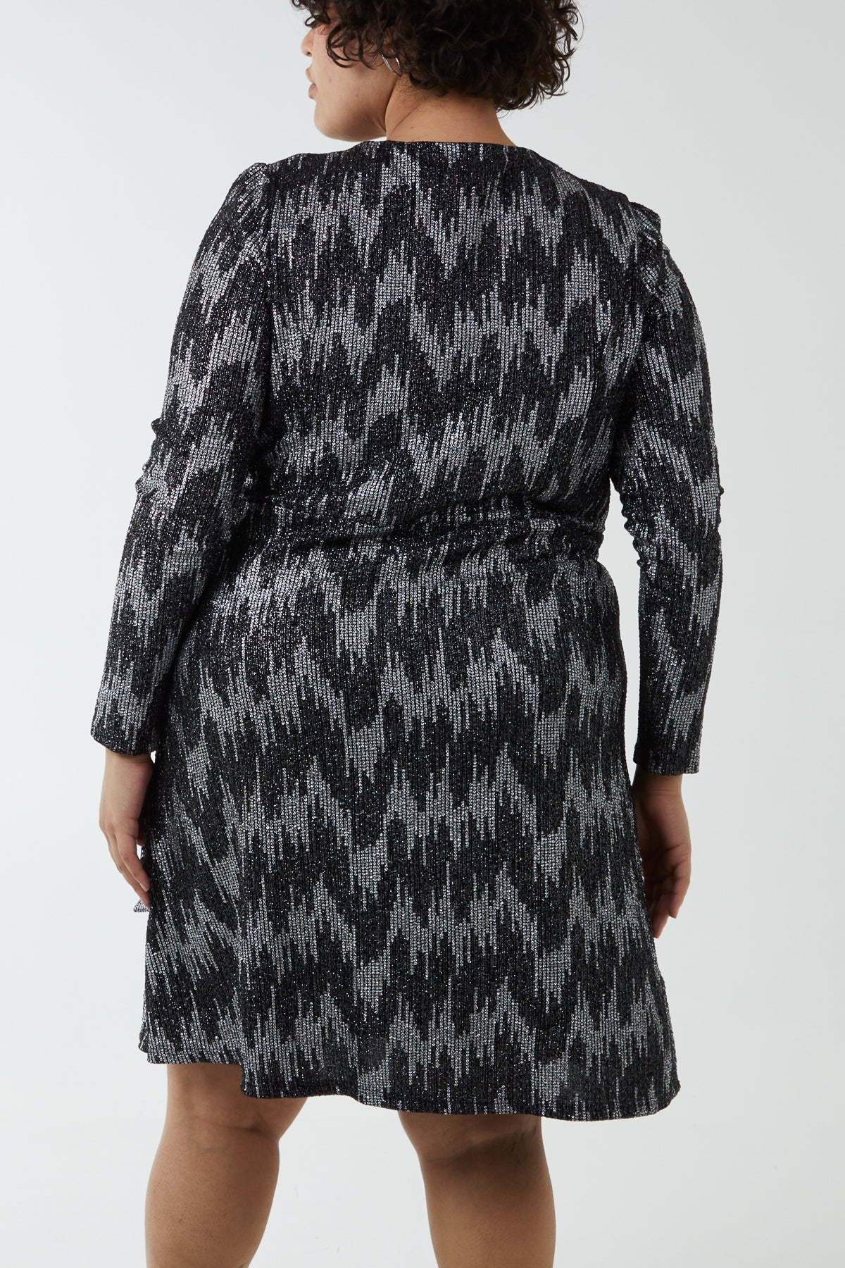 Metallic Chevron Wrap Dress