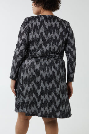 Metallic Chevron Wrap Dress