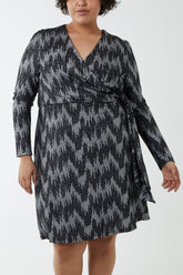Metallic Chevron Wrap Dress