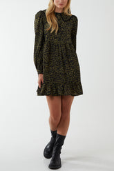 Leopard Lace Trim Peter Pan Collar Smock