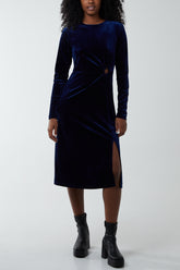 Velvet High Neck Cut-Out Dress