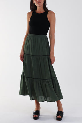 Ladder Trim Maxi Skirt