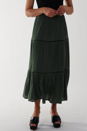 Ladder Trim Maxi Skirt