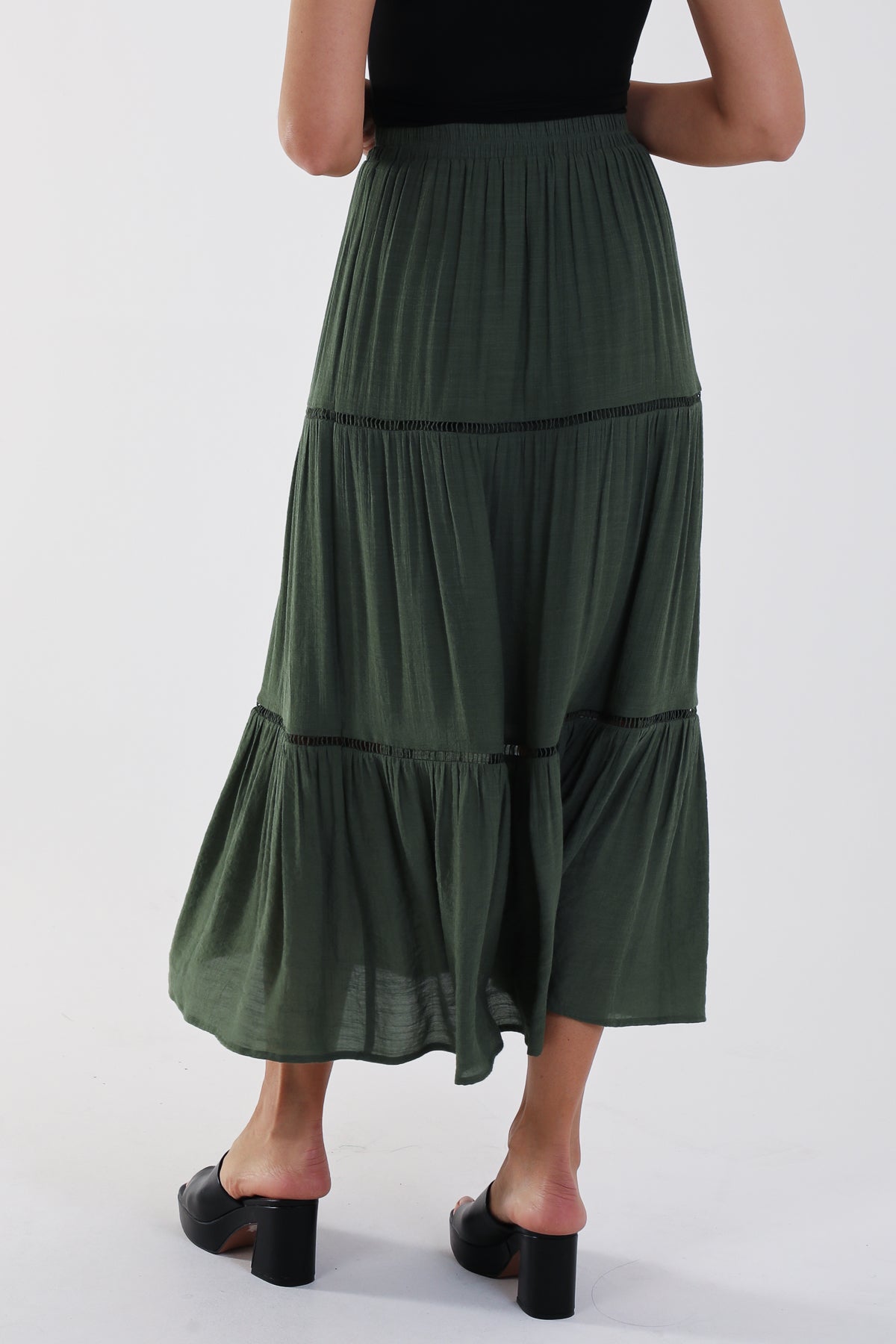 Ladder Trim Maxi Skirt