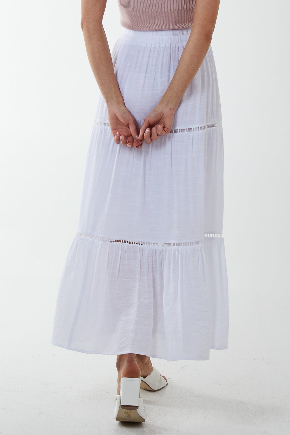 Ladder Trim Maxi Skirt