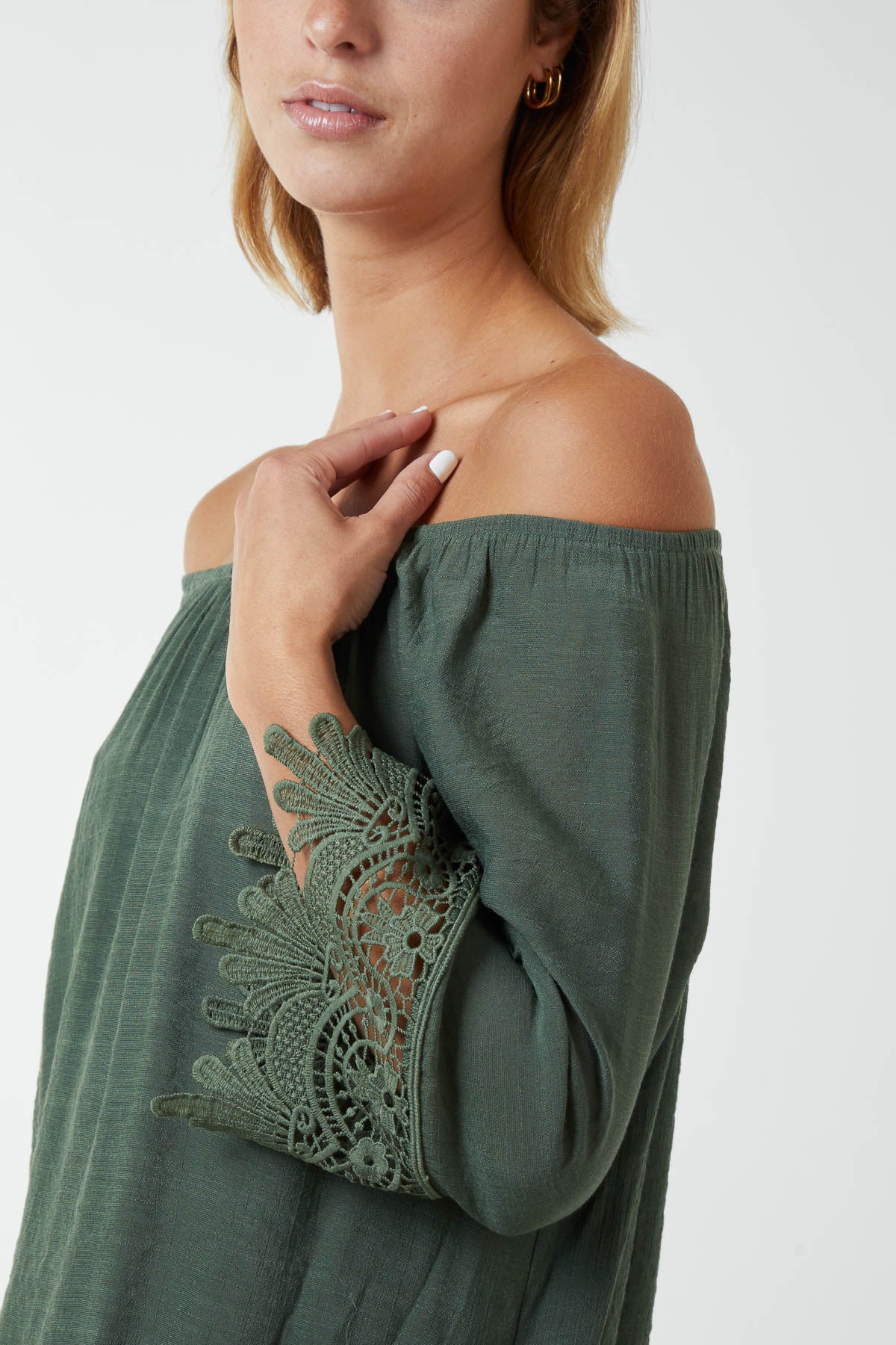 Tunic Crochet Sleeve Bardot Dress