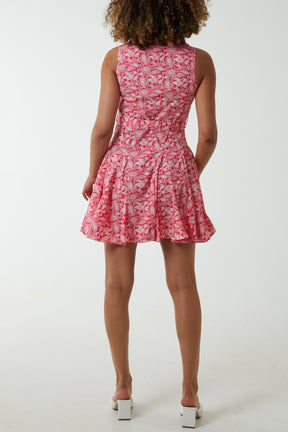 Paisley Sleeveless Shirt Mini Dress