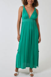Rope Detail Plunge Maxi Dress