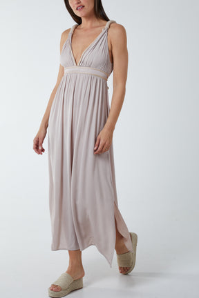 Rope Detail Plunge Maxi Dress