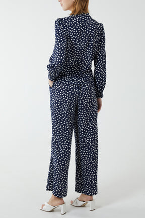 Polka Dot Tie Front Shirt and Trouser Co-Ord
