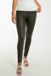 Leather Look Asymmetric Waistband Legging