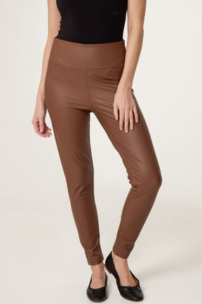Leather Look Thick Waistband Legging