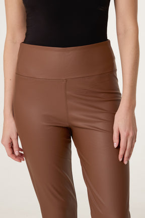 Leather Look Thick Waistband Legging