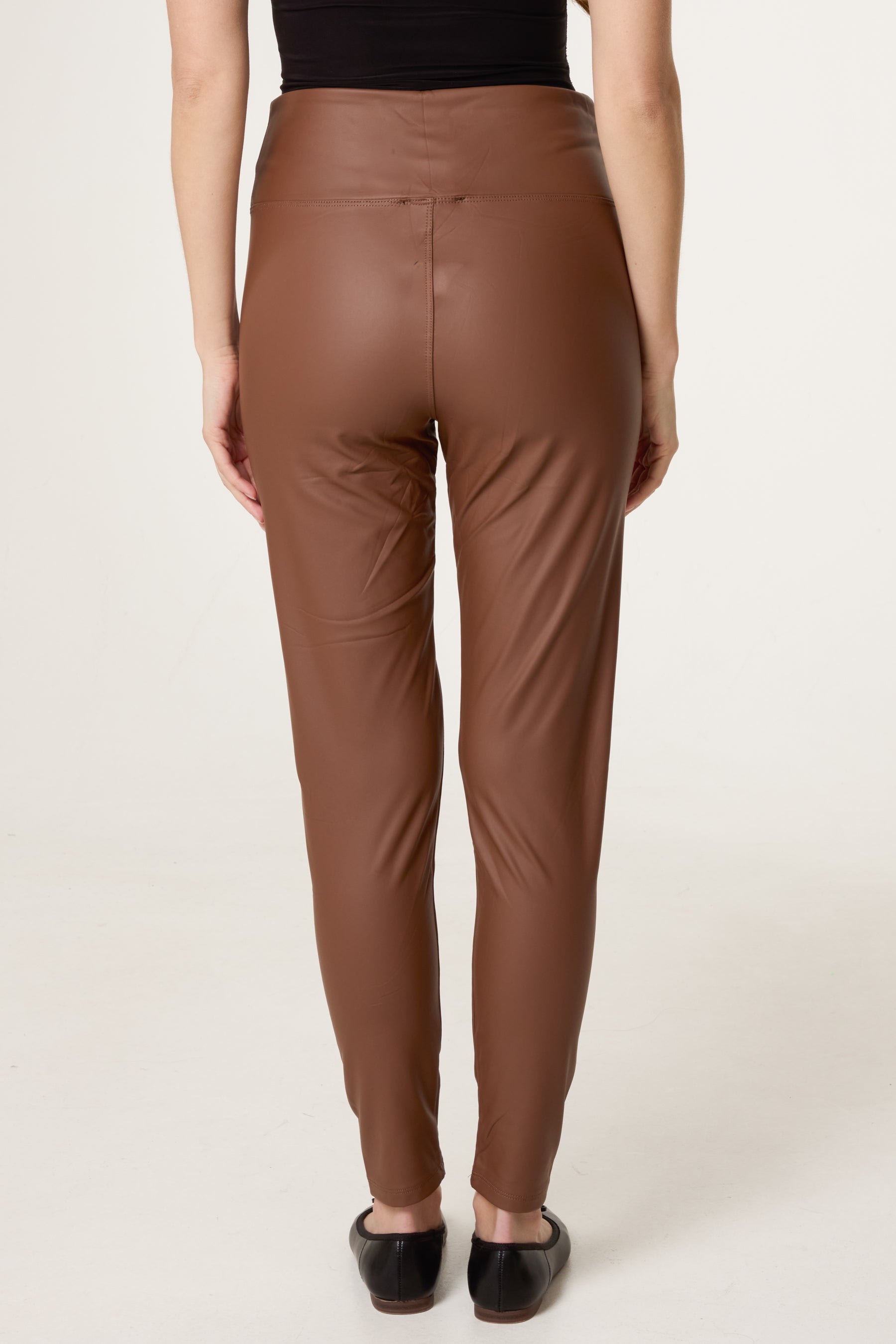 Leather Look Thick Waistband Legging